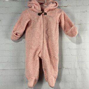 Carter’s Baby Bunting Snowsuit Bear Pink 6M Sherpa